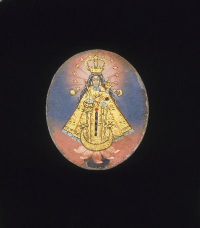 Medaglione dipinto Recto- Vergine di Copacabana Verso- Crocifissione con la Vergine Addolorata, Maria Maddalena da Unbekannt Unbekannt